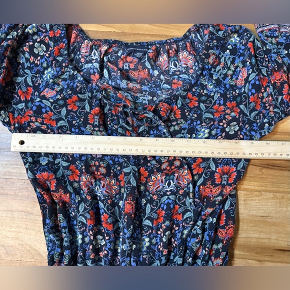 American Eagle AEO Long Sleeve Black Multicolored Floral Romper, Small XS - Picture 8 of 10